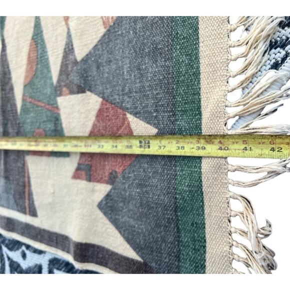 Vintage MCM South West Teepee Rug Boho Wall Art 24" x 42" Retro Native American - Picture 3 of 5